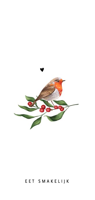 Menukaart kerstdiner met takje en besjes Achterkant
