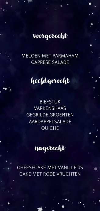 Menukaart 'MENU' Galaxy 3