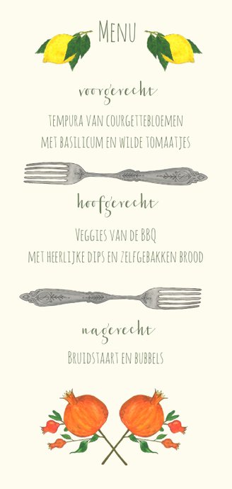 Menukaart met avocado en granaatappel 3