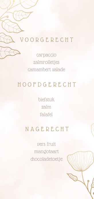 Menukaart met elegante bloemen en waterverf langwerpig Achterkant