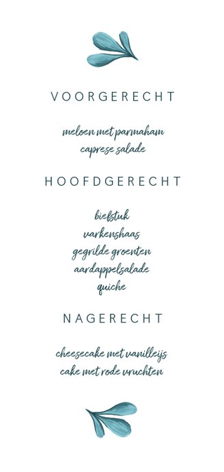 Menukaart met geschilderde bladeren langwerpig 3