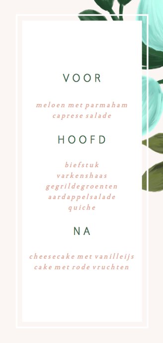 Menukaart met geschilderde takken en kader 3