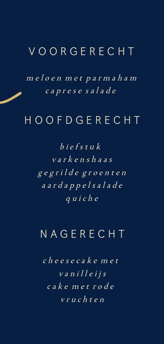 Menukaart met gouden 'MENU' langwerpig dubbel 3
