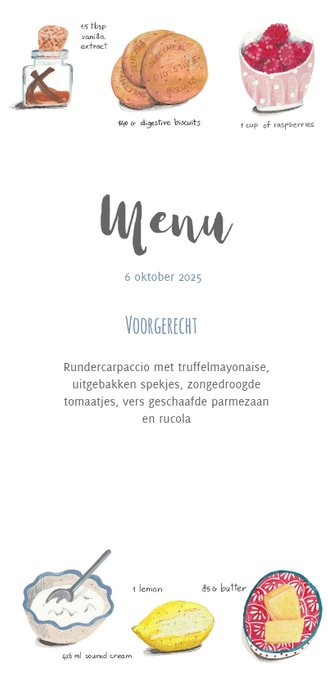 Menukaart recept taart 2