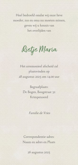 Mooie rouwkaart met lelies getekend op gewassen achtergrond 3