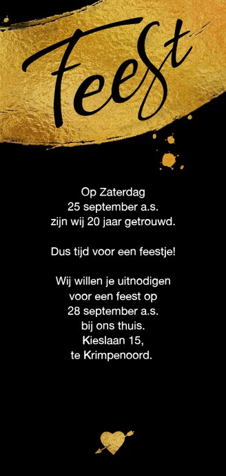 Mooie uitnodiging voor 20-jarig (aanpasbaar) huwelijksfeest 3