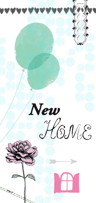 New Home felicitatiekaart met ballonnen, sleutels en foto 2