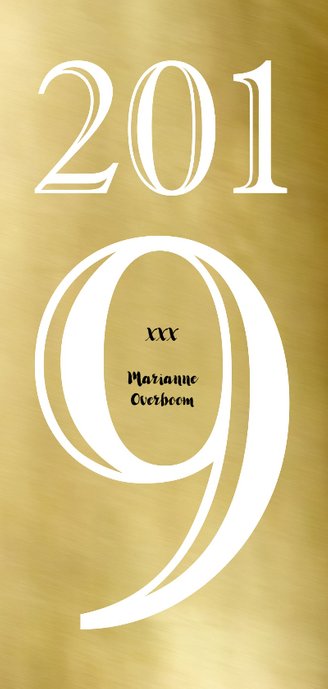 Nieuwjaarskaart 2019 goud Achterkant