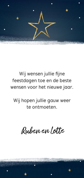 Nieuwjaarskaart donkerblauw ster Achterkant