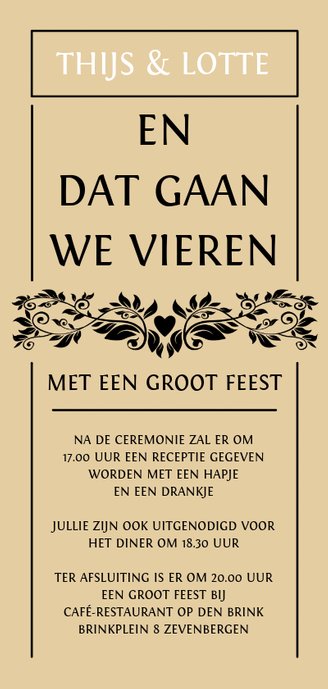 Originele trouwkaart met botanische vormen. Groot feest! 3
