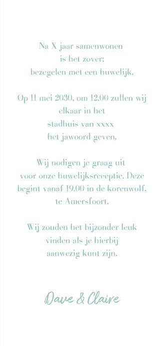 originele trouwkaart met getekende bloemen 3