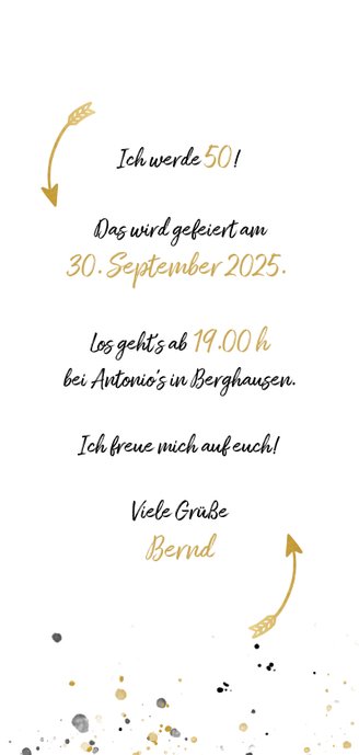 Partyeinladung Foto und Schrift in Goldlook 3