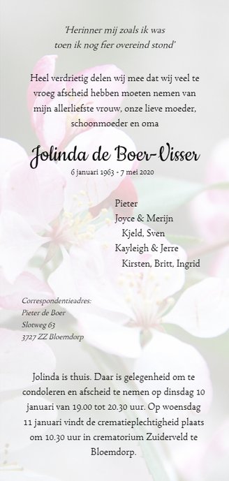 Rouwkaart bloesem sierappel 3