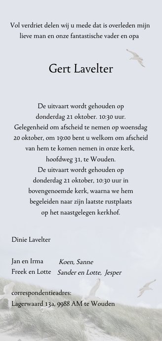 Rouwkaart Meeuwen Achterkant