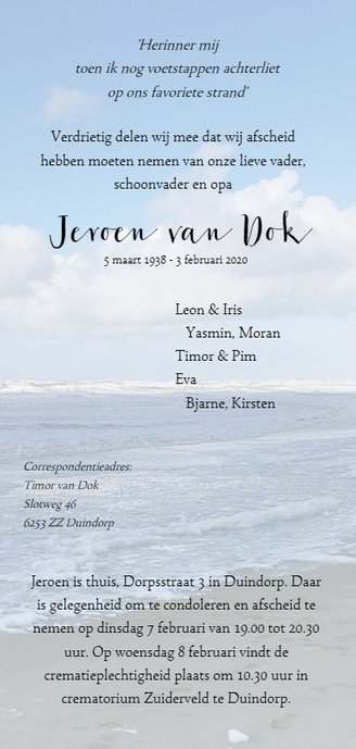 Rouwkaart Noordzeestrand 3