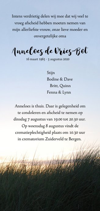Rouwkaart silhouet helmgras 3