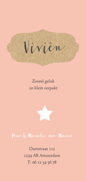 Roze sterren kraft labeltje Achterkant