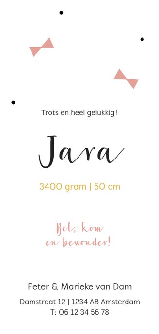 Roze strikjes en stipjes Achterkant