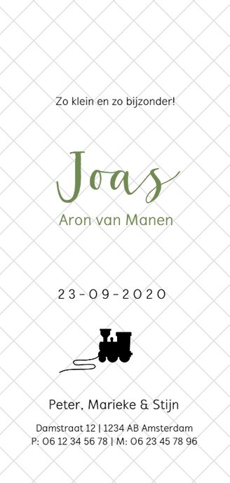 Silhouet geboortekaartje met jongetje en ballon Achterkant
