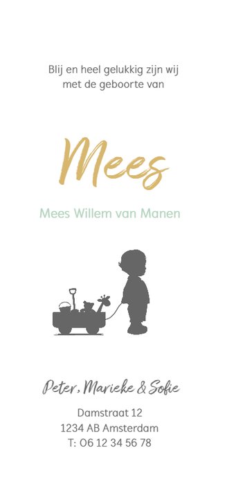 Silhouet jongetje met kar Achterkant