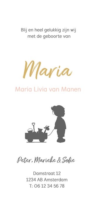 Silhouet meisje met kar Achterkant