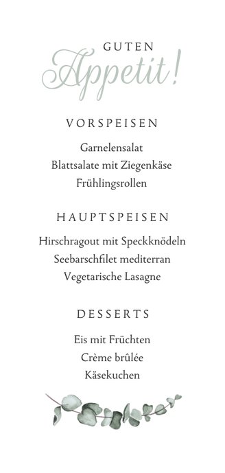 Speisekarte Hochzeit Marmor & Botanik Rückseite