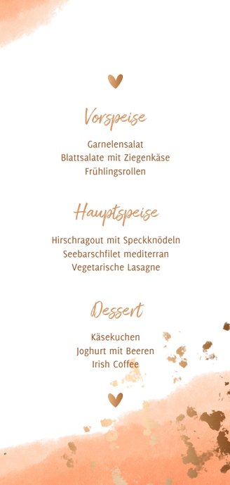 Speisekarte Taufe Aquarell lachsrosa 3