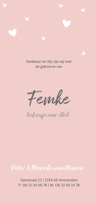 Staand roze met witte hartjes 3