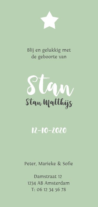 Staand sterren groen Achterkant
