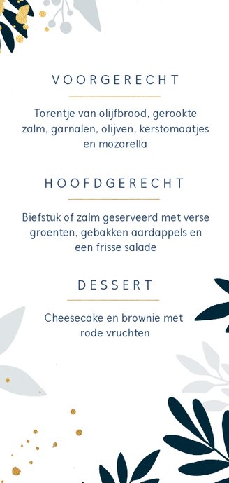 Stijlvolle botanische menukaart Achterkant