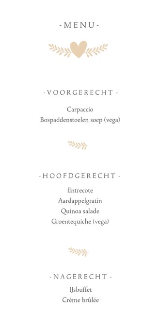 Stijlvolle langwerpige menukaart voor een huwelijk met foto 3