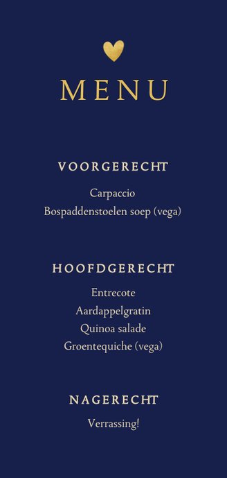 Stijlvolle menukaart vingerafdrukken hartje 3