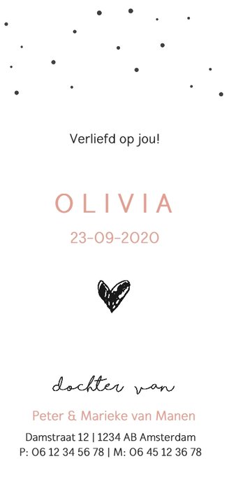 Trendy fotokaartje met hello Achterkant