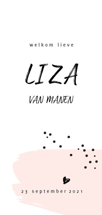 Trendy geboortekaartje met roze en gele brush 3