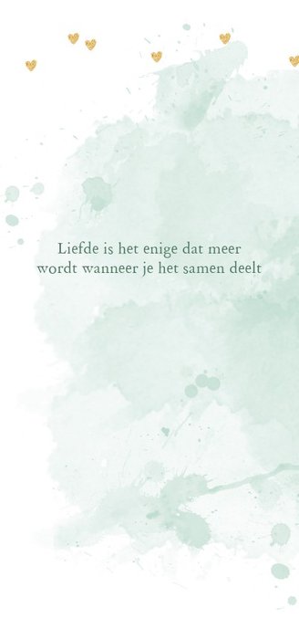 Trouwkaart aquarel tekst hartjes 2
