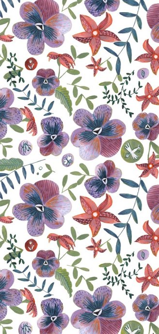 Trouwkaart botanisch viooltjes Achterkant