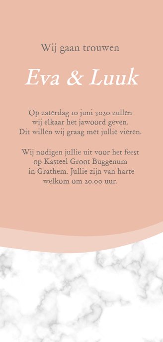 Trouwkaart Ja met marmer 3
