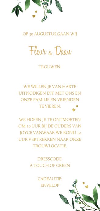Trouwkaart met botanische elementen 3