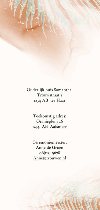 Trouwkaart smal botanisch waterverf 2