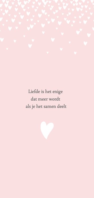 Trouwkaart stijlvol hartjes roze 2