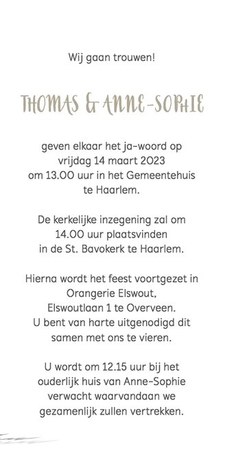 Trouwkaart trouwauto met bruidspaar 3