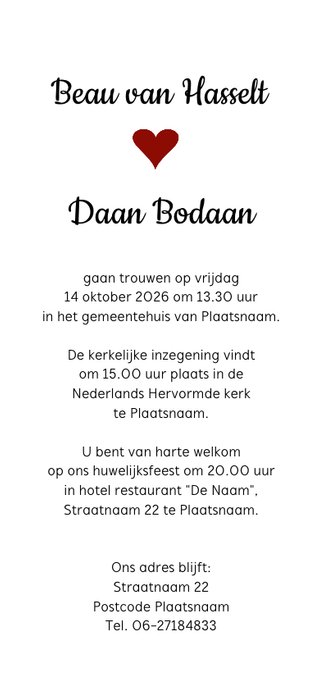 Trouwkaart, wij gaan trouwen met foto en kalender 3