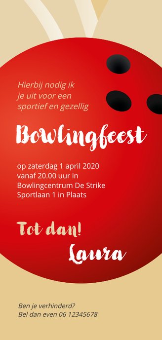 Uitnodiging 50 bowlingfeest Achterkant