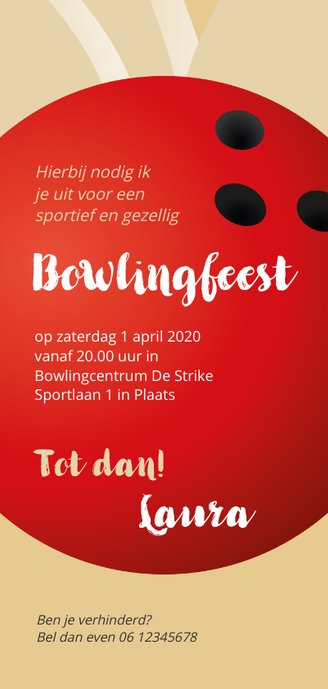 Uitnodiging 50 bowlingfeest Achterkant
