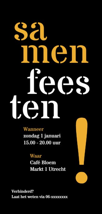 Uitnodiging 60 typografisch lang Achterkant