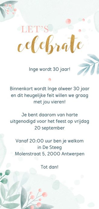 Uitnodiging aquarel Achterkant