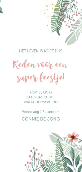 Uitnodiging botanical bloemen en takjes 3