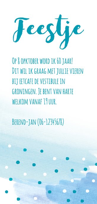Uitnodiging confetti, foto en aanpasbare leeftijd Achterkant