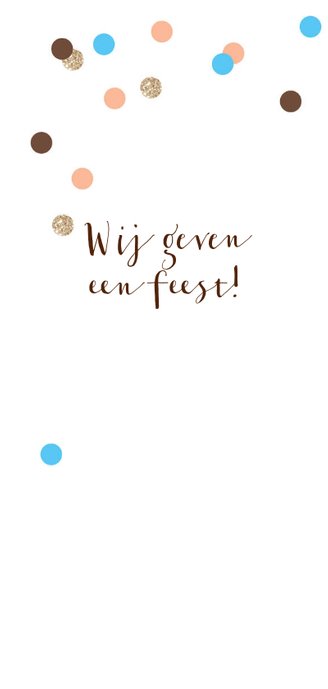 Uitnodiging feest confetti ballon goud 2
