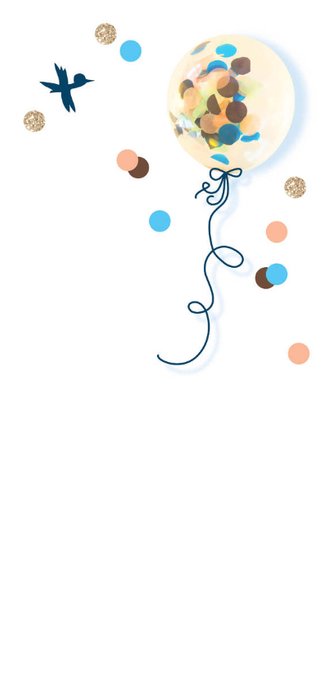 Uitnodiging feest confetti ballon goud 3